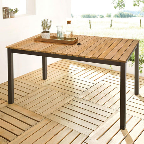 Mackay Gun Metal/Natural Patio Dining Table by Furniture of America at Eve Furniture