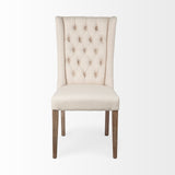 Mackenzie I Cream Plush Linen Covering Ash Solid Wood Base Dining Chair by Mercana at Eve Furniture