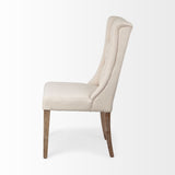 Mackenzie I Cream Plush Linen Covering Ash Solid Wood Base Dining Chair by Mercana at Eve Furniture