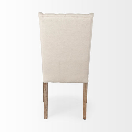 Mackenzie I Cream Plush Linen Covering Ash Solid Wood Base Dining Chair by Mercana at Eve Furniture