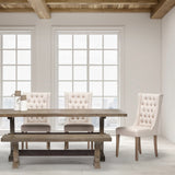 Mackenzie I Cream Plush Linen Covering Ash Solid Wood Base Dining Chair by Mercana at Eve Furniture