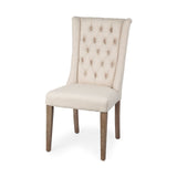 Mackenzie I Cream Plush Linen Covering Ash Solid Wood Base Dining Chair by Mercana at Eve Furniture