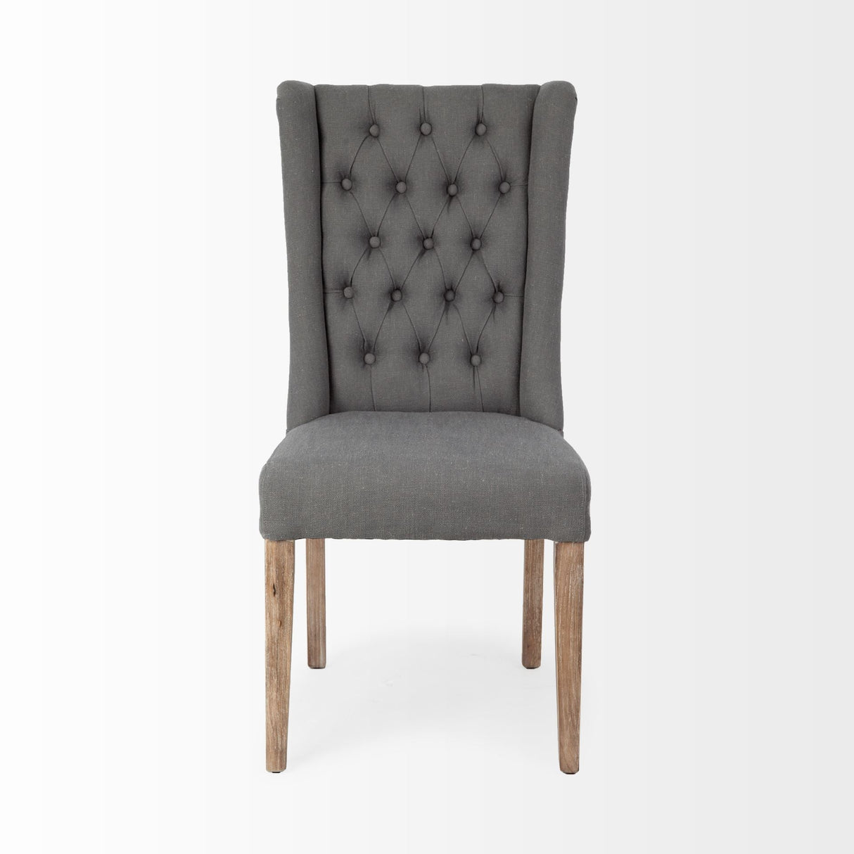Mackenzie II Gray Plush Linen Covering Ash Solid Wood Base Dining Chair by Mercana at Eve Furniture