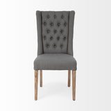 Mackenzie II Gray Plush Linen Covering Ash Solid Wood Base Dining Chair by Mercana at Eve Furniture