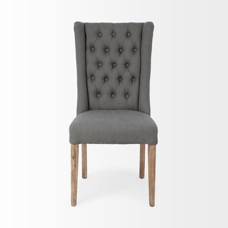 Mackenzie II Gray Plush Linen Covering Ash Solid Wood Base Dining Chair by Mercana at Eve Furniture