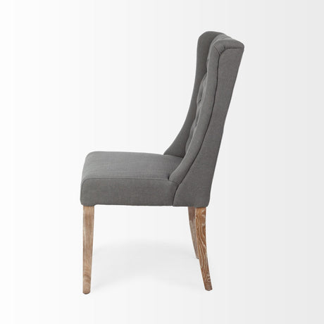 Mackenzie II Gray Plush Linen Covering Ash Solid Wood Base Dining Chair by Mercana at Eve Furniture