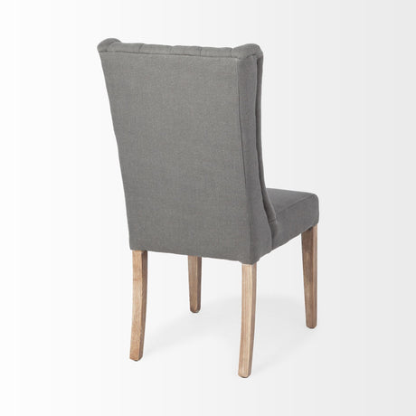 Mackenzie II Gray Plush Linen Covering Ash Solid Wood Base Dining Chair by Mercana at Eve Furniture