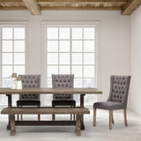 Mackenzie II Gray Plush Linen Covering Ash Solid Wood Base Dining Chair by Mercana at Eve Furniture