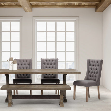 Mackenzie II Gray Plush Linen Covering Ash Solid Wood Base Dining Chair by Mercana at Eve Furniture