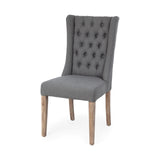 Mackenzie II Gray Plush Linen Covering Ash Solid Wood Base Dining Chair by Mercana at Eve Furniture