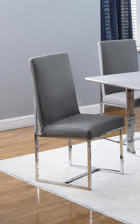 Mackinnon Gray/Chrome Upholstered Side Chairs, Set of 2 by Coaster at Eve Furniture