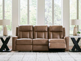 Mackmenville Caramel Reclining Sofa by Eve Furniture at Eve Furniture
