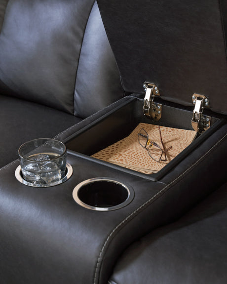 Mackmenville Carbon Reclining Loveseat w/Console by Ashley at Eve Furniture