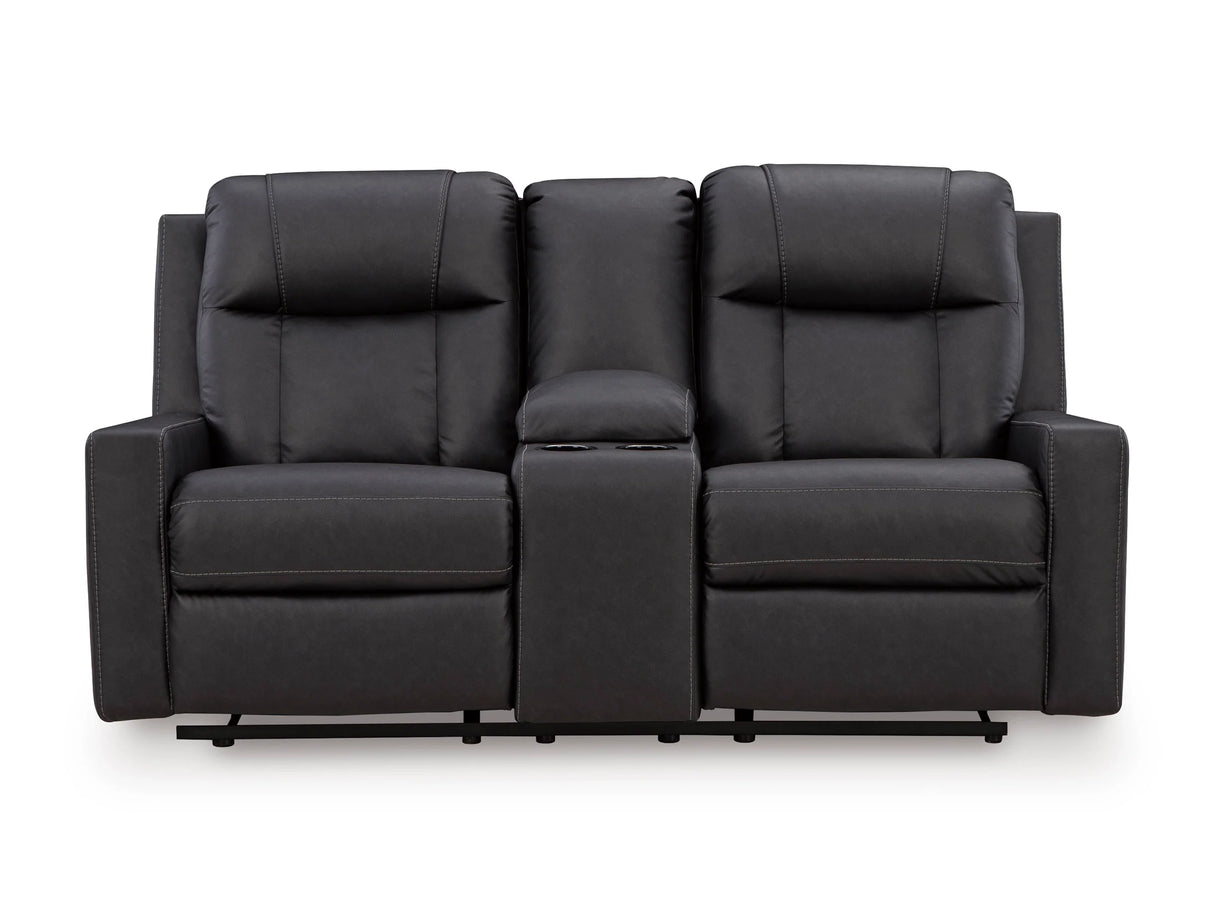 Mackmenville Carbon Reclining Loveseat w/Console by Ashley at Eve Furniture