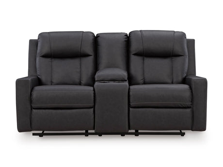 Mackmenville Carbon Reclining Loveseat w/Console by Ashley at Eve Furniture