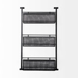 Macrinus Black Metal W/Mesh Wall Mounted Shelf by Mercana at Eve Furniture