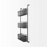 Macrinus Black Metal W/Mesh Wall Mounted Shelf by Mercana at Eve Furniture
