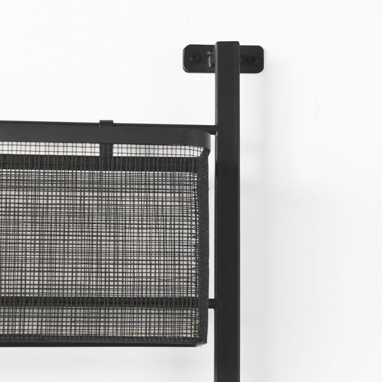 Macrinus Black Metal W/Mesh Wall Mounted Shelf by Mercana at Eve Furniture