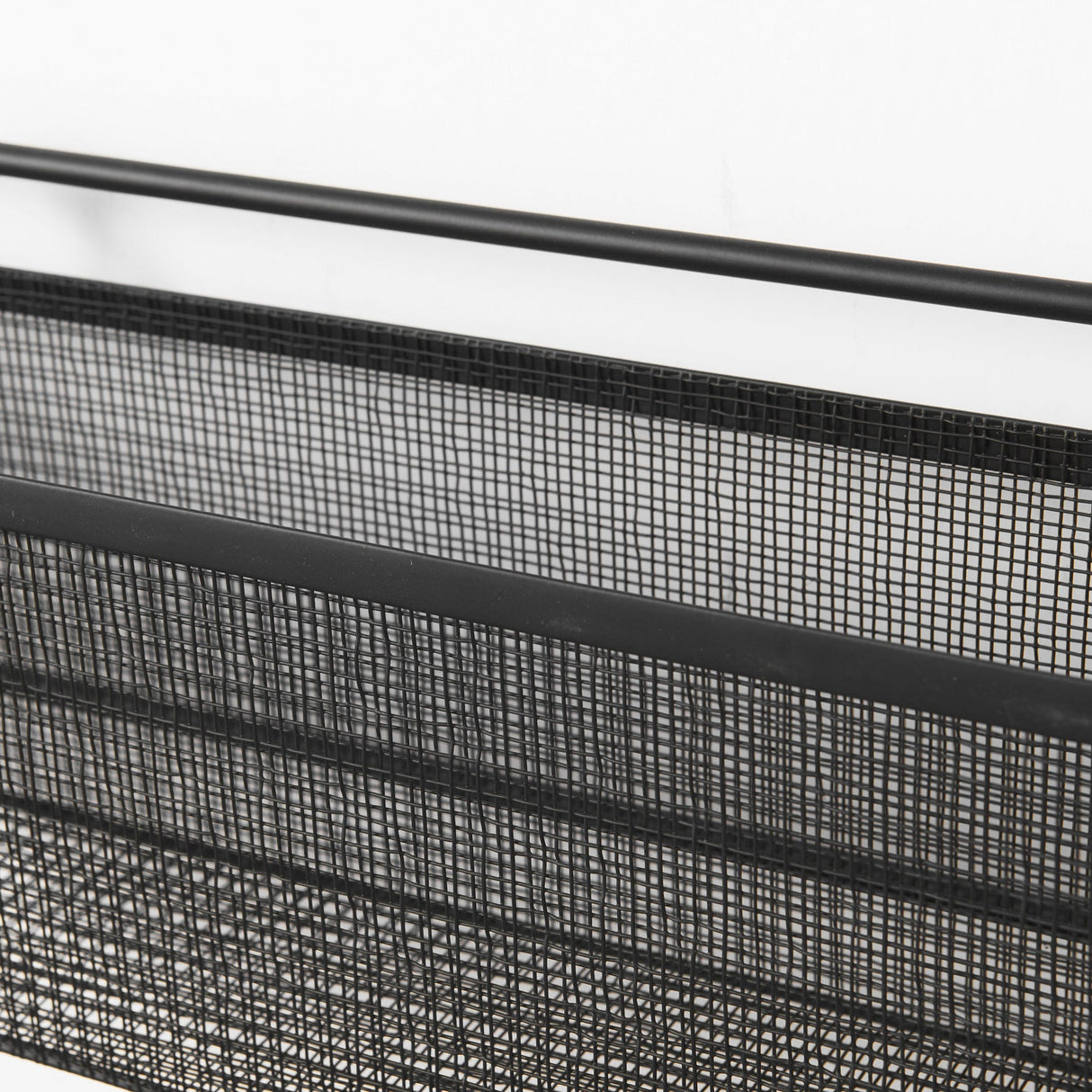 Macrinus Black Metal W/Mesh Wall Mounted Shelf by Mercana at Eve Furniture