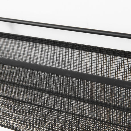 Macrinus Black Metal W/Mesh Wall Mounted Shelf by Mercana at Eve Furniture