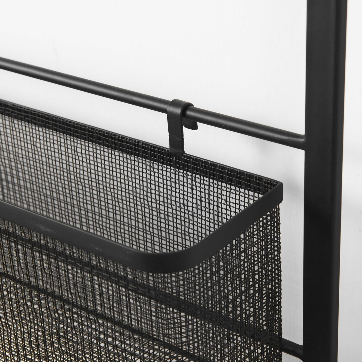 Macrinus Black Metal W/Mesh Wall Mounted Shelf by Mercana at Eve Furniture