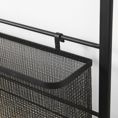 Macrinus Black Metal W/Mesh Wall Mounted Shelf by Mercana at Eve Furniture