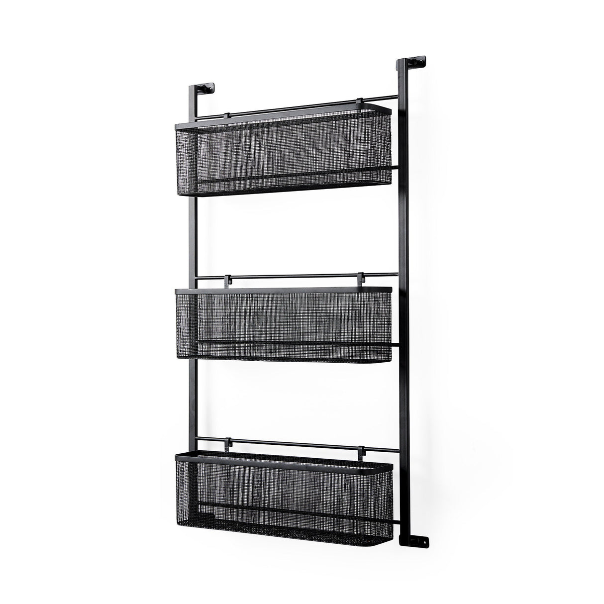Macrinus Black Metal W/Mesh Wall Mounted Shelf by Mercana at Eve Furniture