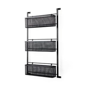 Macrinus Black Metal W/Mesh Wall Mounted Shelf by Mercana at Eve Furniture
