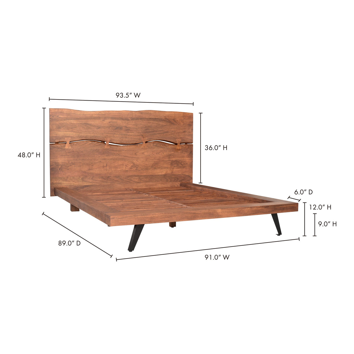 Madagascar Brown King Platform Bed by Moe's Home at Eve Furniture