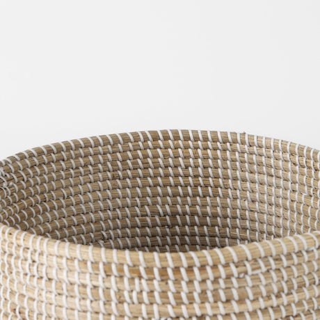 Maddie (Set of 3) Light Brown W/White Dipped Seagrass Round Basket W/ Handles by Mercana at Eve Furniture