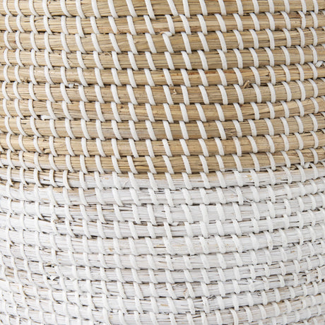 Maddie (Set of 3) Light Brown W/White Dipped Seagrass Round Basket W/ Handles by Mercana at Eve Furniture