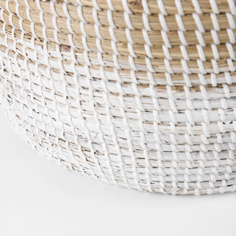 Maddie (Set of 3) Light Brown W/White Dipped Seagrass Round Basket W/ Handles by Mercana at Eve Furniture
