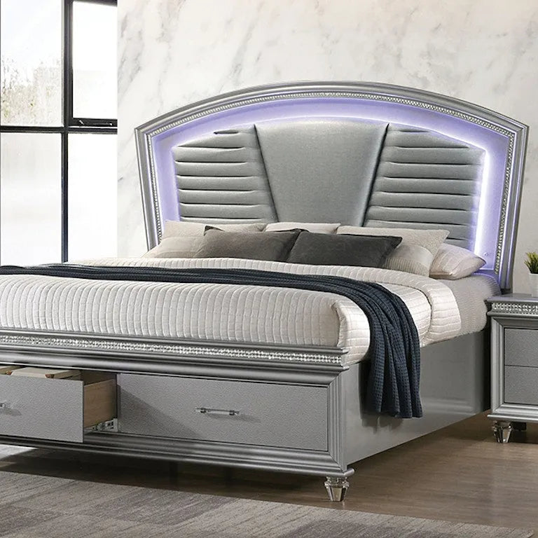 Maddie Silver King Bed by Furniture of America at Eve Furniture