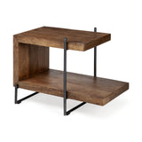 Maddox 30L x 18W x 22H Medium Brown Wood w/ Black Metal U-shaped End/Side Table by Mercana at Eve Furniture