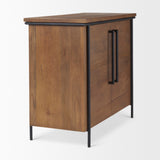 Maddox 40.0L x 18.5W x 32.75H Brown Solid Wood Black Metal 2 Door Accent Cabinet by Mercana at Eve Furniture