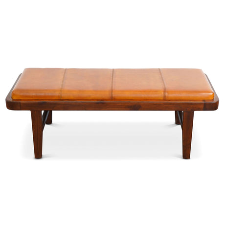 Maddox Tan Leather Bench