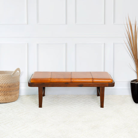 Maddox Bench (Tan Leather) by Ashcroft Furniture at Eve Furniture