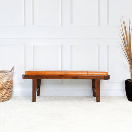Maddox Bench (Tan Leather) by Ashcroft Furniture at Eve Furniture