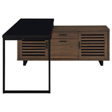 Maddox Black and Walnut L-Shape Office Computer Desk by Coaster at Eve Furniture