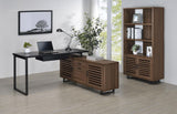 Maddox Black and Walnut L-Shape Office Computer Desk by Coaster at Eve Furniture