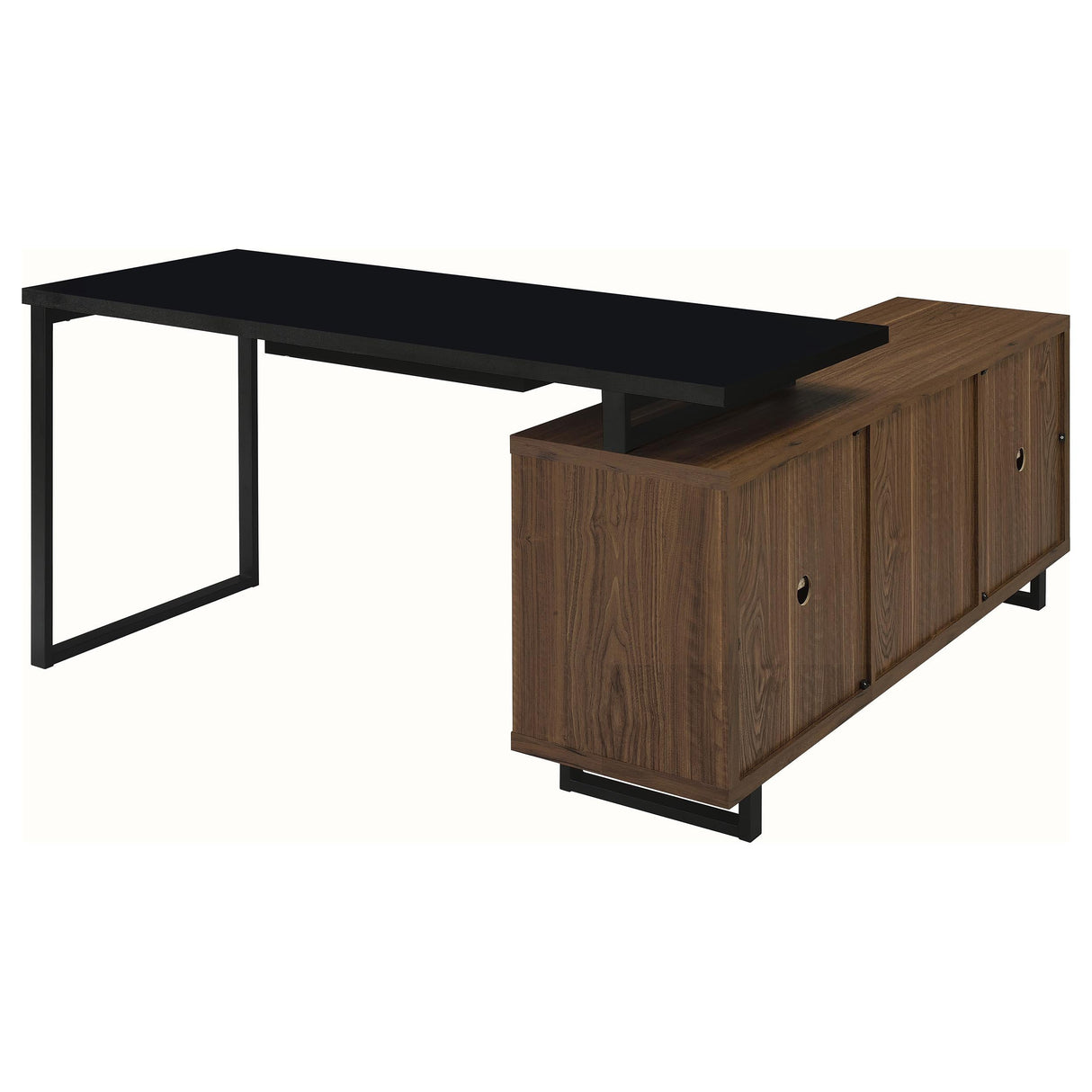 Maddox Black and Walnut L-Shape Office Computer Desk by Coaster at Eve Furniture