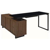 Maddox Black and Walnut L-Shape Office Computer Desk by Coaster at Eve Furniture