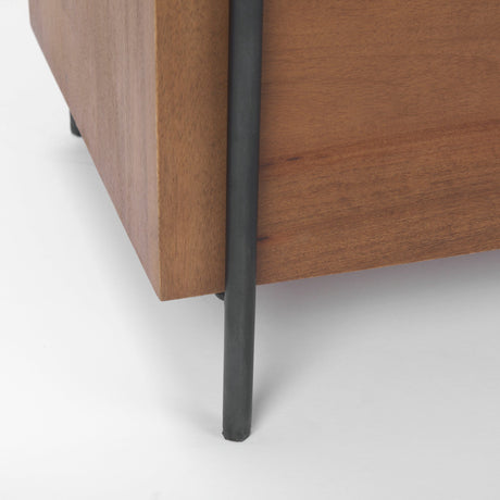 Maddox Brown Solid Wood Black Metal 2 Door Accent Cabinet by Mercana at Eve Furniture