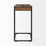 Maddox Medium Brown Wood w/ Black Metal C-shaped End/Side Table by Mercana at Eve Furniture