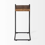 Maddox Medium Brown Wood w/ Black Metal C-shaped End/Side Table by Mercana at Eve Furniture