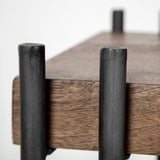 Maddox Medium Brown Wood w/ Black Metal C-shaped End/Side Table by Mercana at Eve Furniture