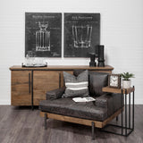Maddox Medium Brown Wood w/ Black Metal C-shaped End/Side Table by Mercana at Eve Furniture