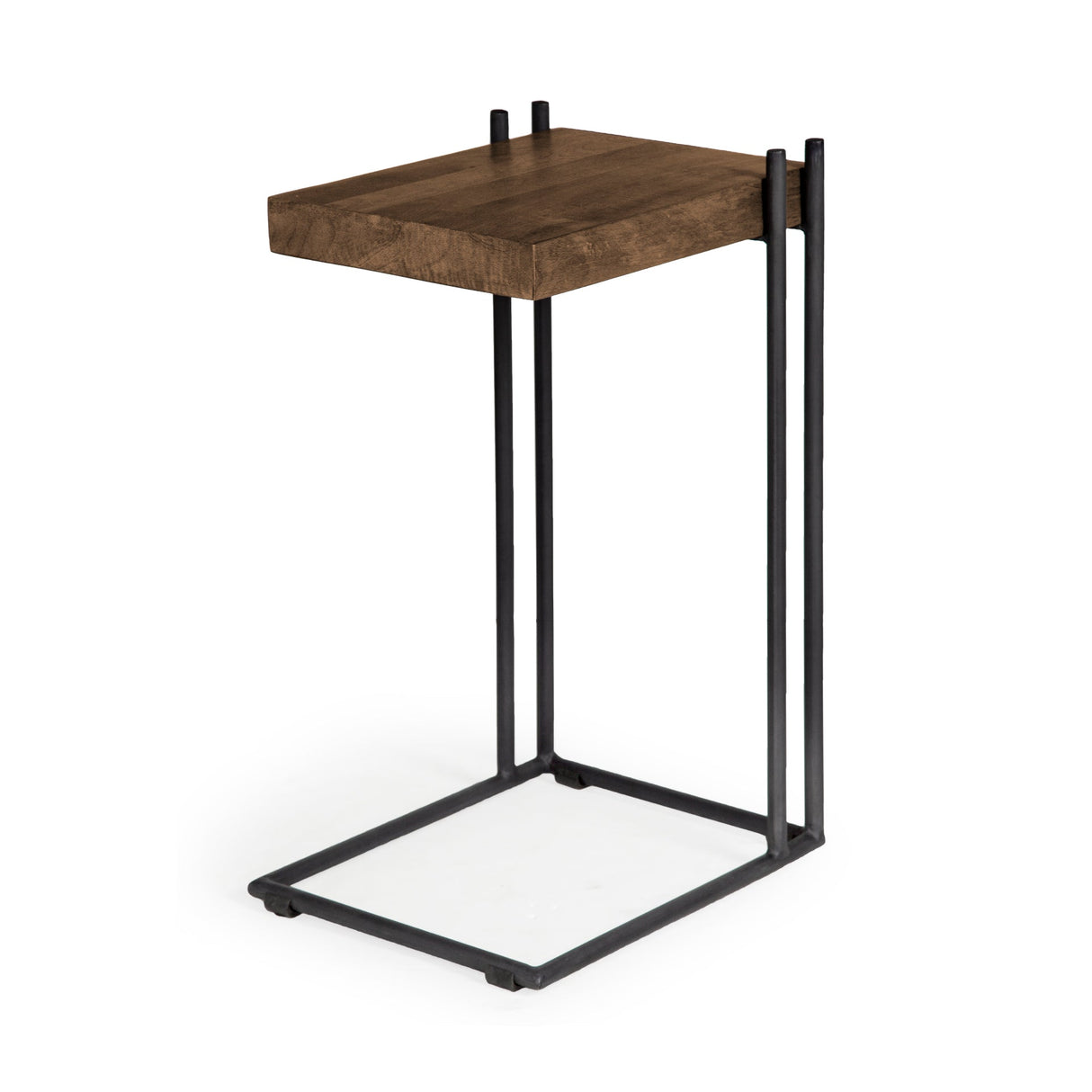 Maddox Medium Brown Wood w/ Black Metal C-shaped End/Side Table by Mercana at Eve Furniture