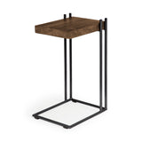 Maddox Medium Brown Wood w/ Black Metal C-shaped End/Side Table by Mercana at Eve Furniture