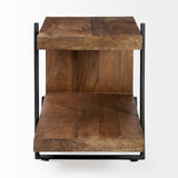 Maddox Medium Brown Wood w/ Black Metal U-shaped End/Side Table by Mercana at Eve Furniture